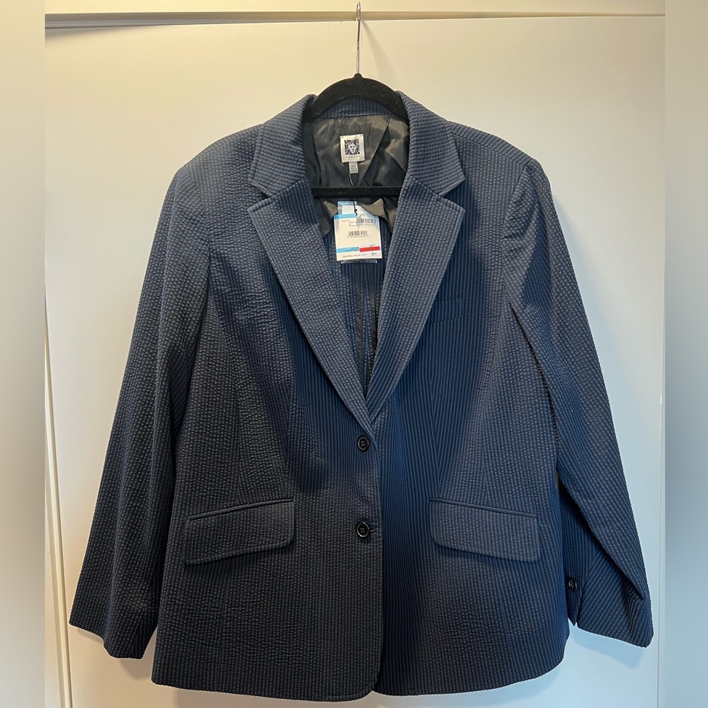 Anne Klein Navy and Black striped Blazer
